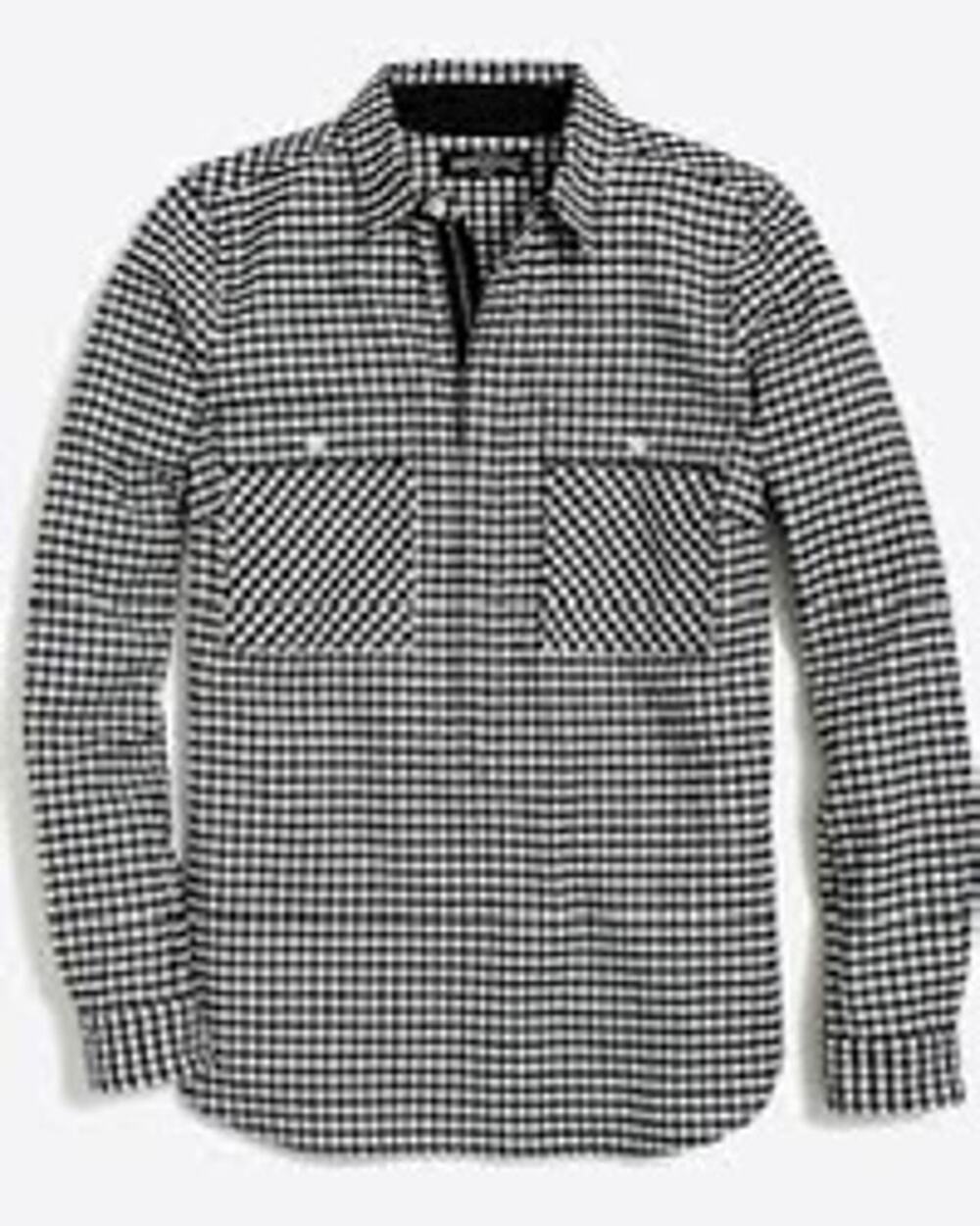 NWT J.Crew Mercantile Gingham Shirt Jacket Black White Zip Shacket XXL